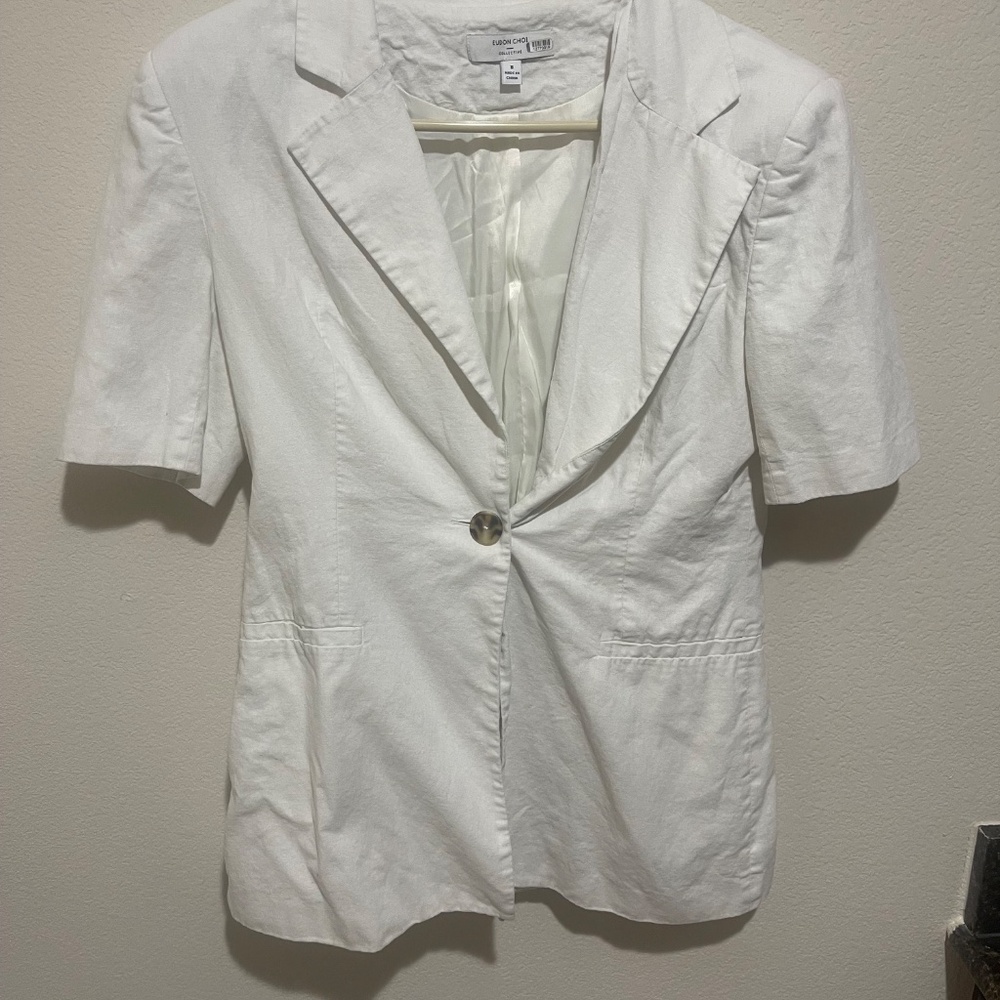 Eudon Choi Linen Short Sleeve White Blazer – Women’s Size 8 - Picture 13 of 16